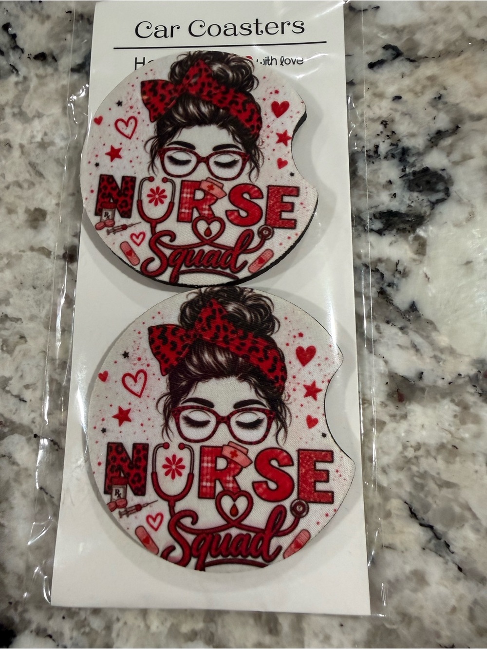 Nurse Squad Red Car Coaster Set - Women Accessories